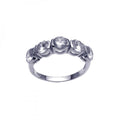 Silver 925 Rhodium Plated 5 Stone Set CZ Ring - STR00630