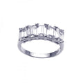 Silver 925 Rhodium Plated Clear Baguette 5 Stone Set CZ Ring - STR00636