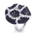 Silver 925 Rhodium and Black Rhodium Plated Black and Clear CZ Ring - STR00644