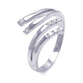 Silver 925 Rhodium Plated CZ Flare Ended Ring - STR00667