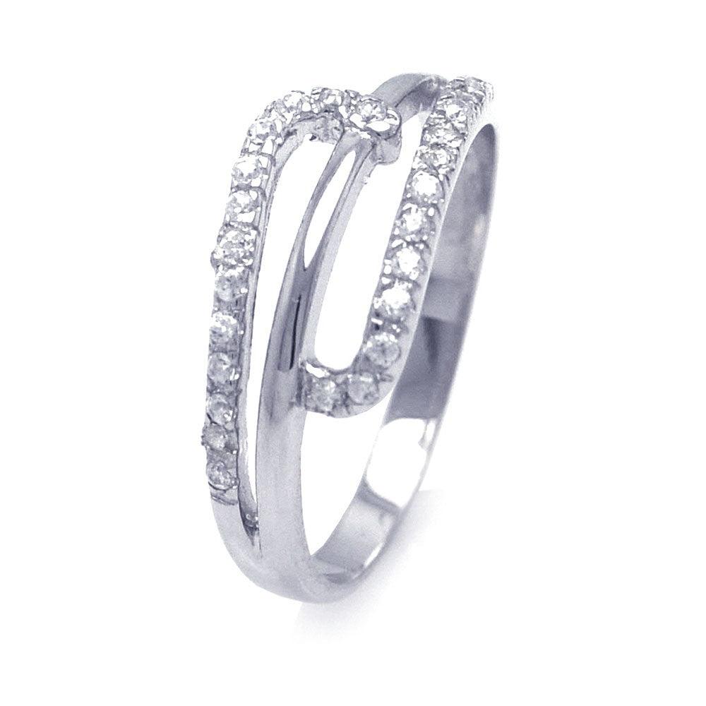 Silver 925 Rhodium Plated CZ Attached Ring - STR00668