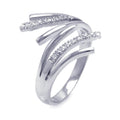 Silver 925 Rhodium Plated CZ Flared End Ring - STR00669