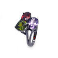 Silver 925 Dark Rhodium Plated Green Red Purple CZ Ring - STR00679
