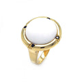 Silver 925 Gold Plated White Stone Center Black CZ Ring - STR00684