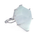 Silver 925 Rhodium Plated White Cat's Eye Ring - STR00691
