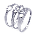 Silver 925 Rhodium Plated Open Heart Ring Set - STR00793