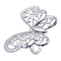 Silver 925 Rhodium Plated CZ Large Butterfly Ring - STR00830
