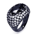 Silver 925 Black Rhodium Plated Black Center Pave Set Clear CZ Cigar Band Ring - STR00864