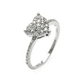 Silver 925 Rhodium Plated Small Round Clear CZ Heart Ring - STR00912
