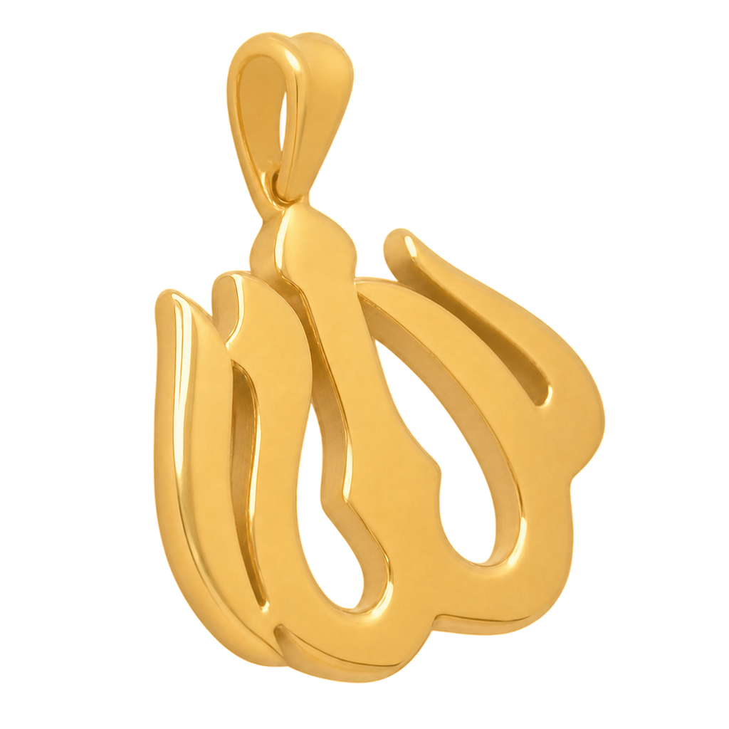 Mini Allah gold pendant, reverse view