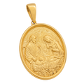 Solid gold Holy Family Oval Pendant in yellow gold