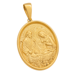 Solid gold Holy Family Oval Pendant in yellow gold