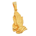 Solid gold Study of the Hands of an Apostle Pendant, praying hands sculpted in the round