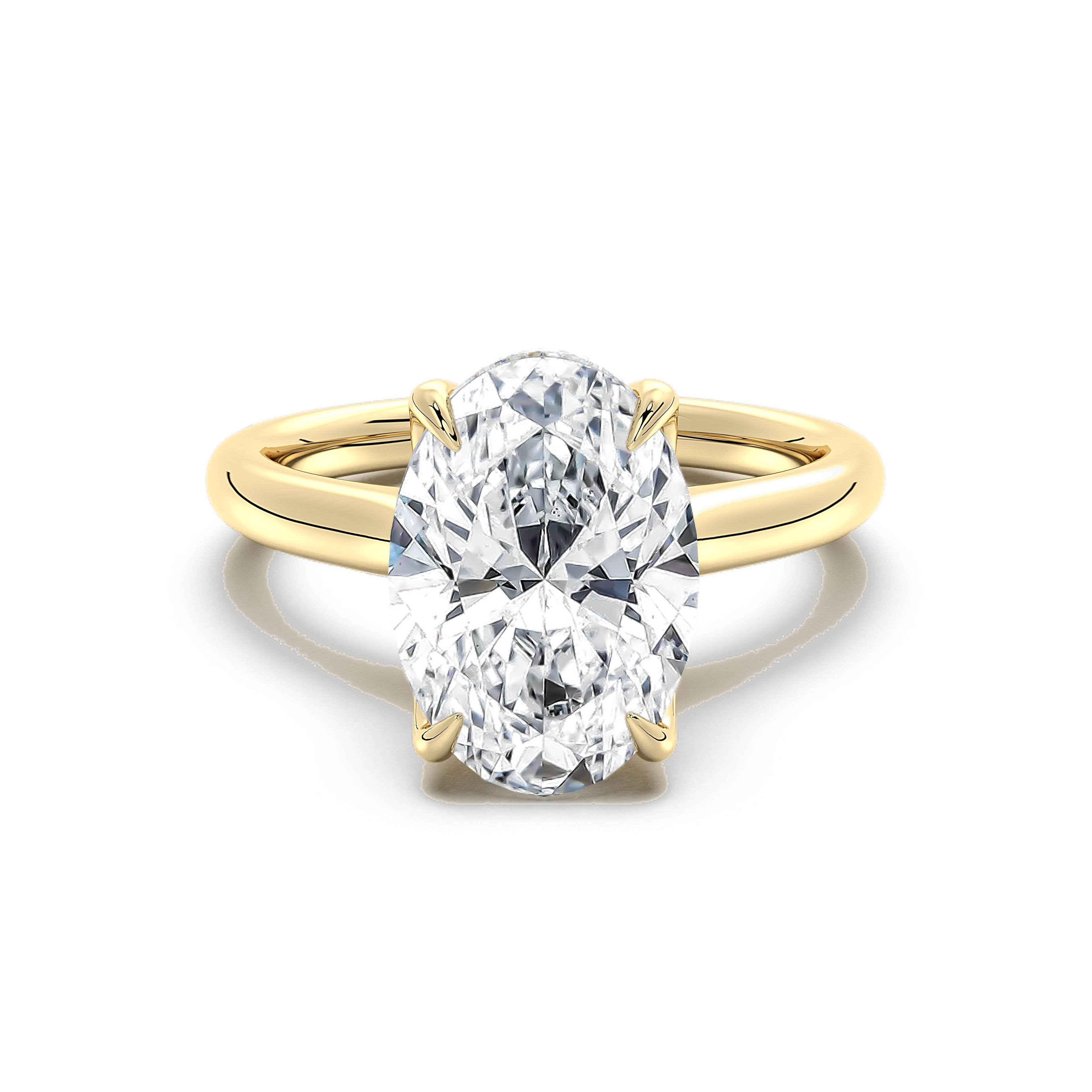 Yellow gold oval engagement ring setting
